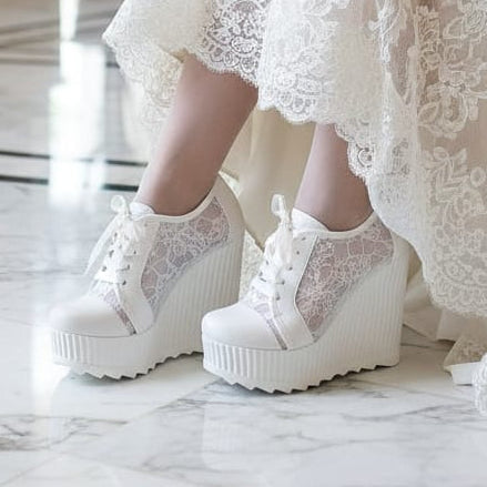 11-12cm Bridal Platform Sneakers Wedge/Rock | Wedding Shoes Lebanon