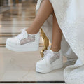 white wedding lace platform sneakers 8cm